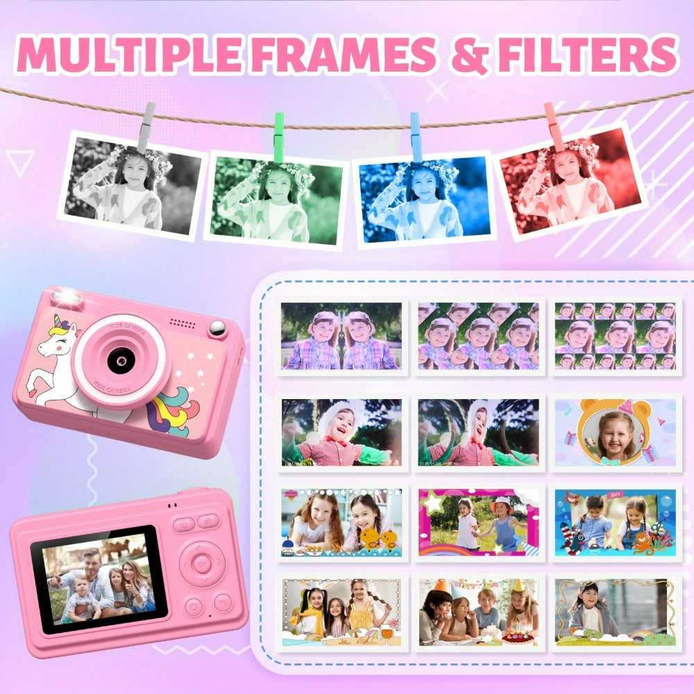 Kids Instant Print Camera with Cartoon Unicorn or Dinosaur Design, Paper Rolls, Color Pens and Four Color Options — image 7