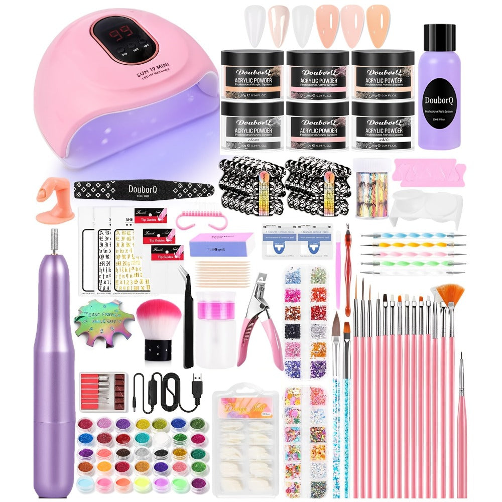 Acrylic Nail Kit with Electric Drill & UV LED Nail Lamp – Complete Professional Starter Set for Beginners with Acrylic Powder