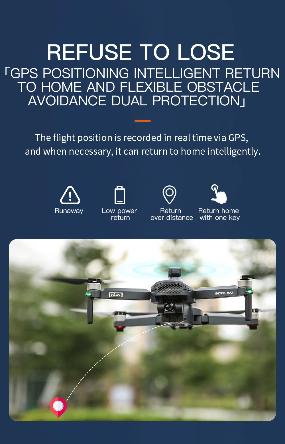 SG908MAX Kun 2 Upgrade Image Transmission Aerial Photography UAV GPS Quadcopter