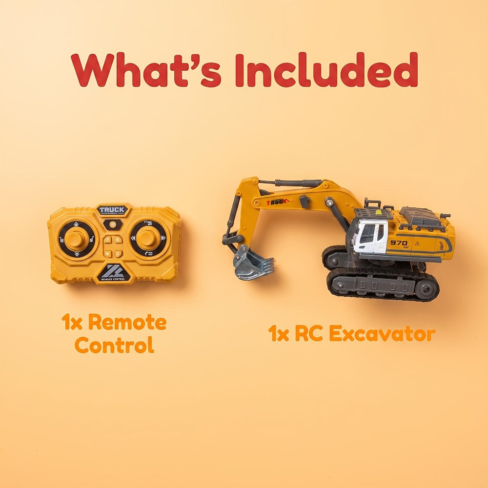 RC Construction Truck Toy 1:24 Scale Alloy Bulldozer Dump Truck & Excavator, 11-Channel Remote Control with Forward — image 1