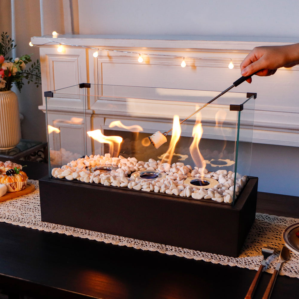 Rectangular three hole alcohol fireplace desktop home real fire heating alcohol lamp outdoor portable stove