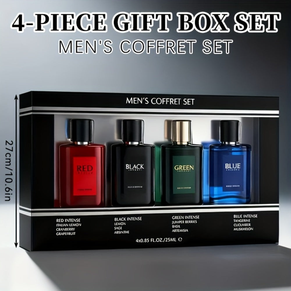 EDT Cologne Gift Set for Men 4 Piece Variety 4 Different Scents Long Lasting Fragrance Mini Bottles 0.85oz Each Travel Friend