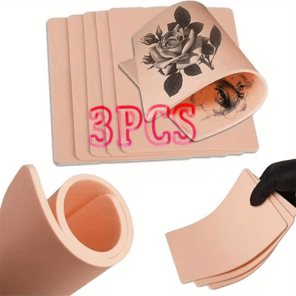 Tattoo Practice Skin Silicone Double-Sided – Flexible Fake Skin 1mm, Realistic Curvature for Tattoo Artists, Beginners — imag