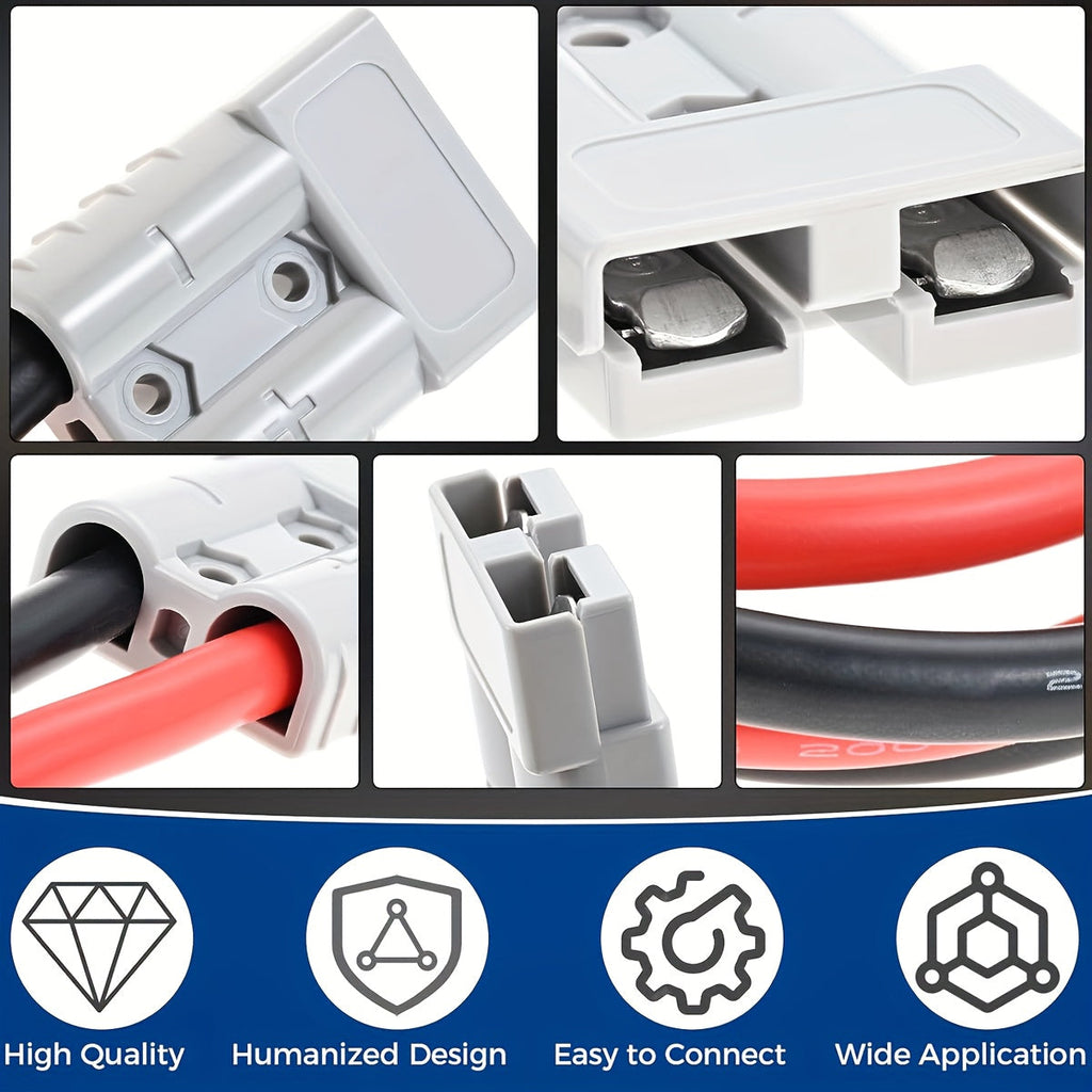 SB50 Anderson Connector Plug with 10FT Wire – Double SB50 Battery Harness Cable for RV, Winch, Trailer, Golf Cart & Electric 