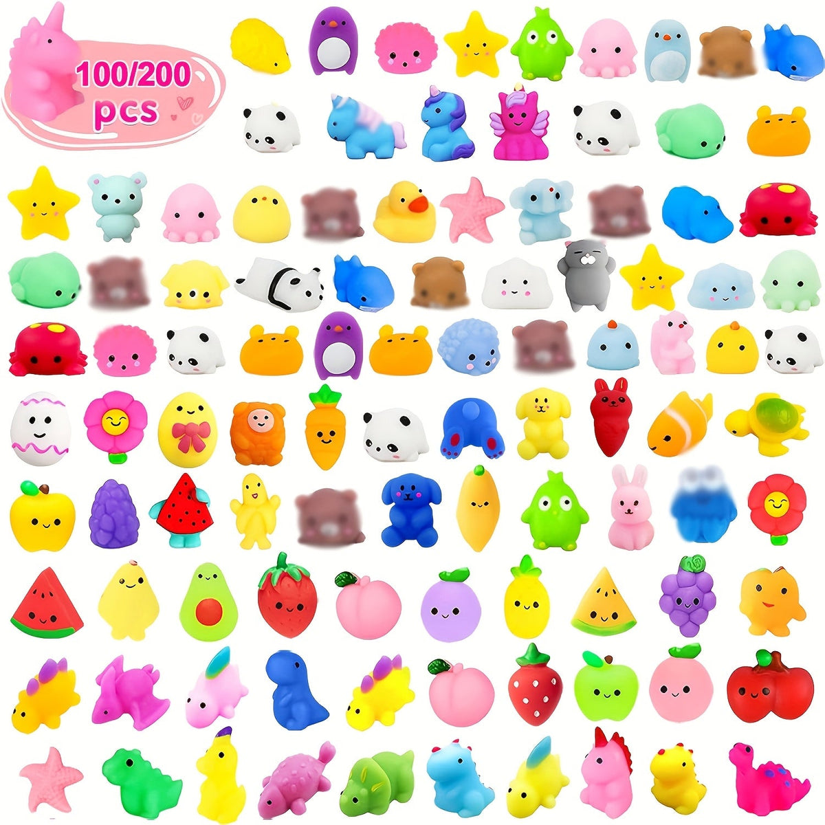 Mochi Squishies Bulk Pack 100 or 200 Pcs, Kawaii Mini Squeeze Toys for Kids Party Favors, Classroom Prizes — image 7