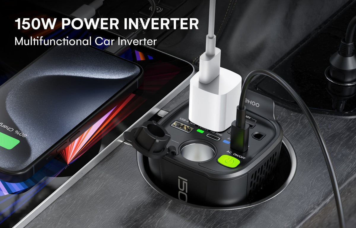 Car Power Inverter with Two 110V AC Outlets and USB-C Ports for Vehicles — image 8