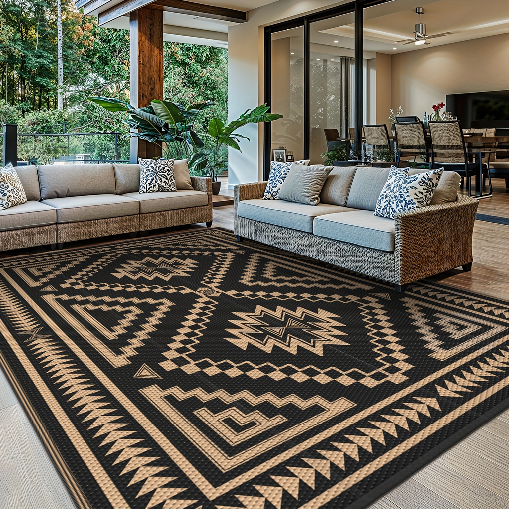 Outdoor Reversible Plastic Straw Rug for Patio Deck RV Camping – Waterproof UV-Resistant Lightweight Mat, Multiple Sizes & Co
