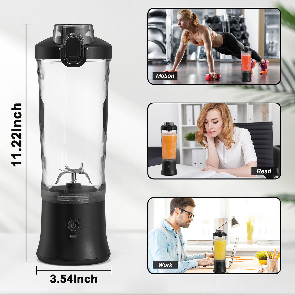 Portable Blender 600ML Electric Juicer Fruit Mixers 4000mAh USB Rechargeable Smoothie Mini Blender Personal Juicer Colorf
