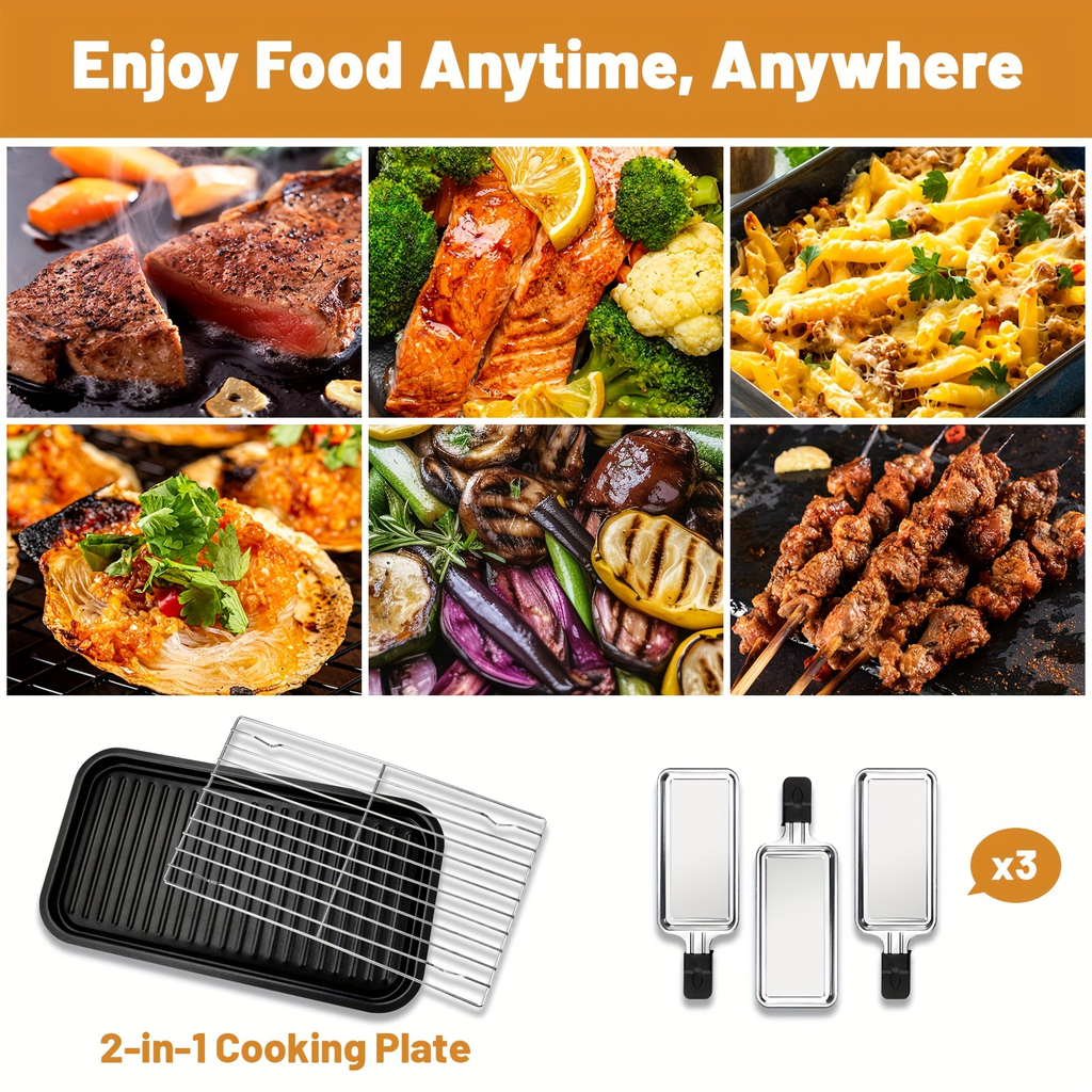 Indoor Electric Smokeless Grill 1700W with Raclette Pans, Non-Stick Plate, Portable Tabletop BBQ Griddle for Couples — image 