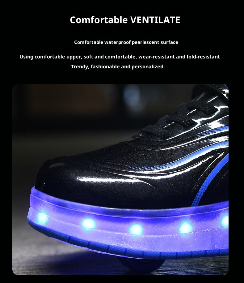 Children's Rechargeable Two-wheel LED Light-up Shoes