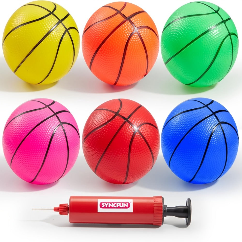 Kids Mini Basketballs Set of 6, 5-Inch Rubber Basketballs with Hand Pump, Perfect for Mini Hoops — image 1