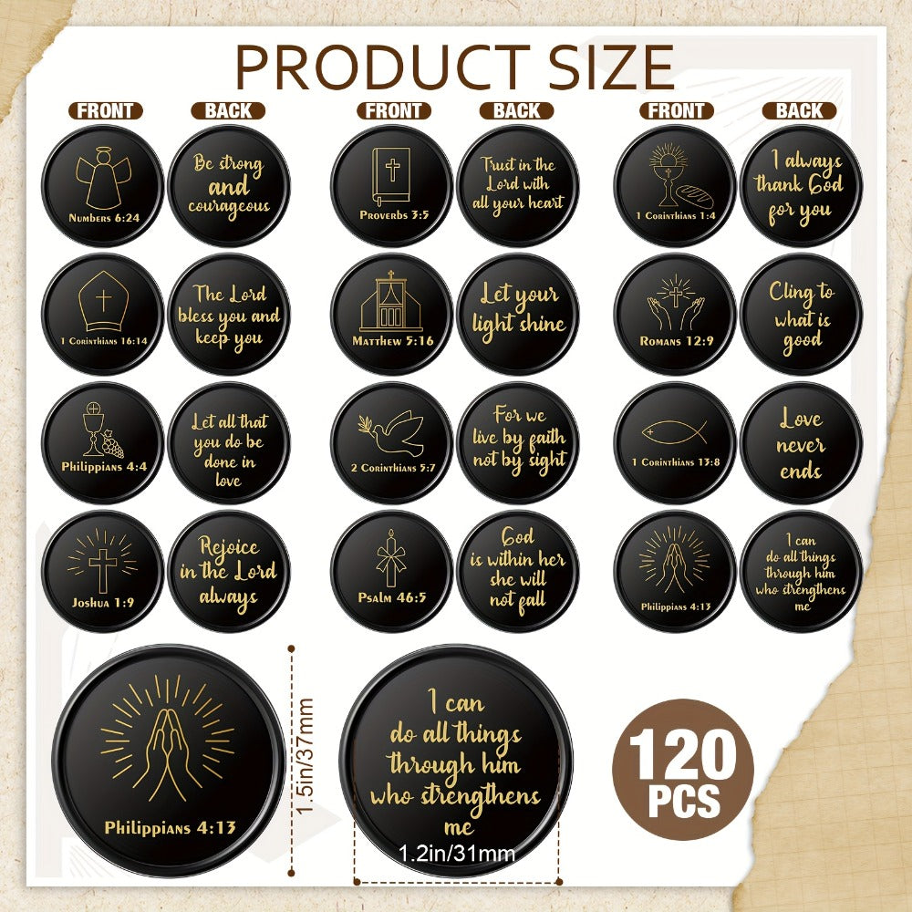 Party Favors Bible-Verse Coins, 120-Piece Black Token Set for Church and Faith-Themed Events — image 2