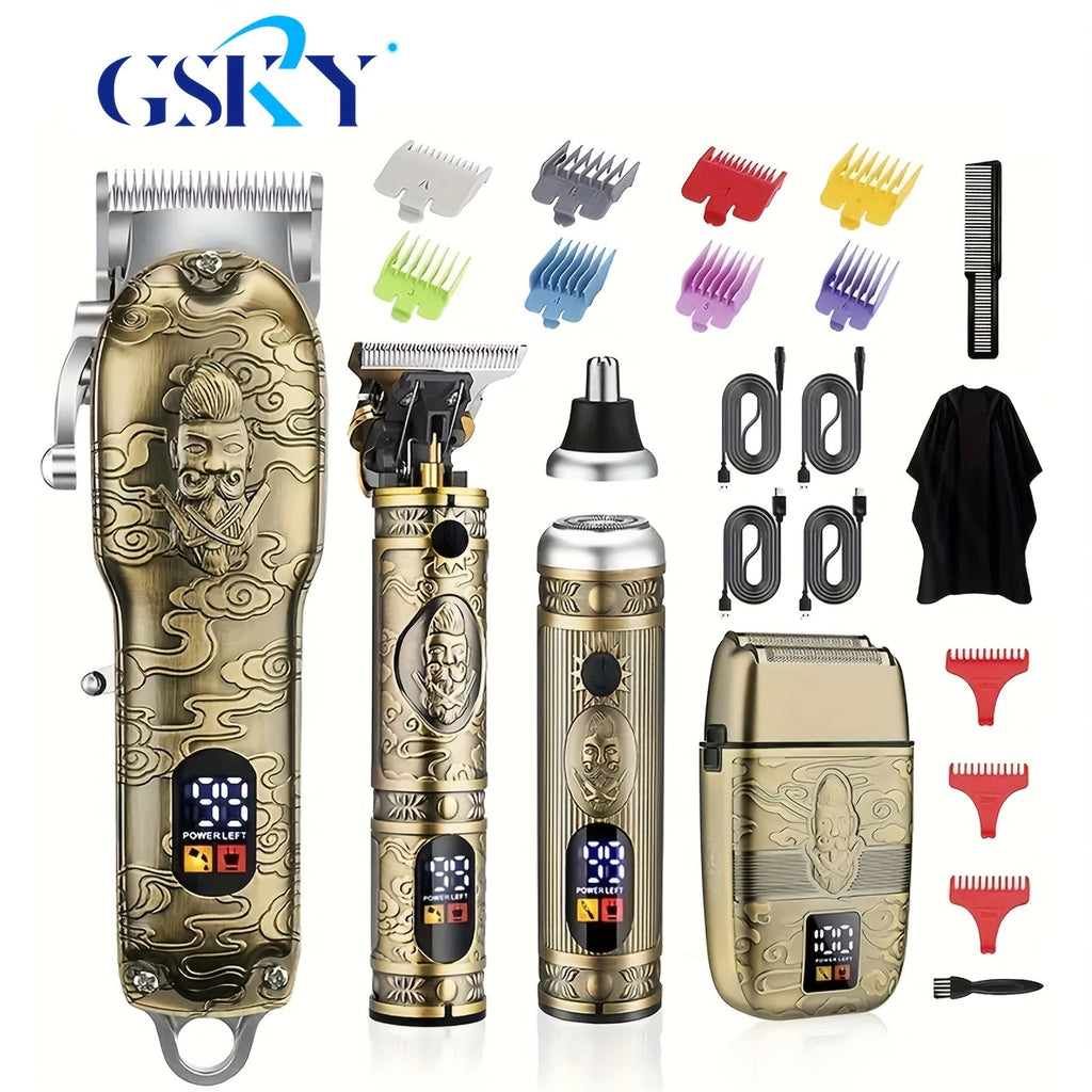 Hair Clippers & Trimmers GSRY Bronze Four-Tool Grooming Set with LCD Displays, USB Charging and Guide Combs — image 14