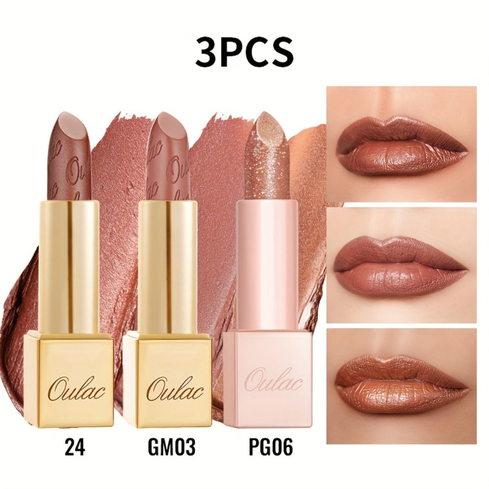 Lipstick Set, Oulac 3-Piece Metallic Finish Collection with Set 4 or Set 5 Color Selections — image 6