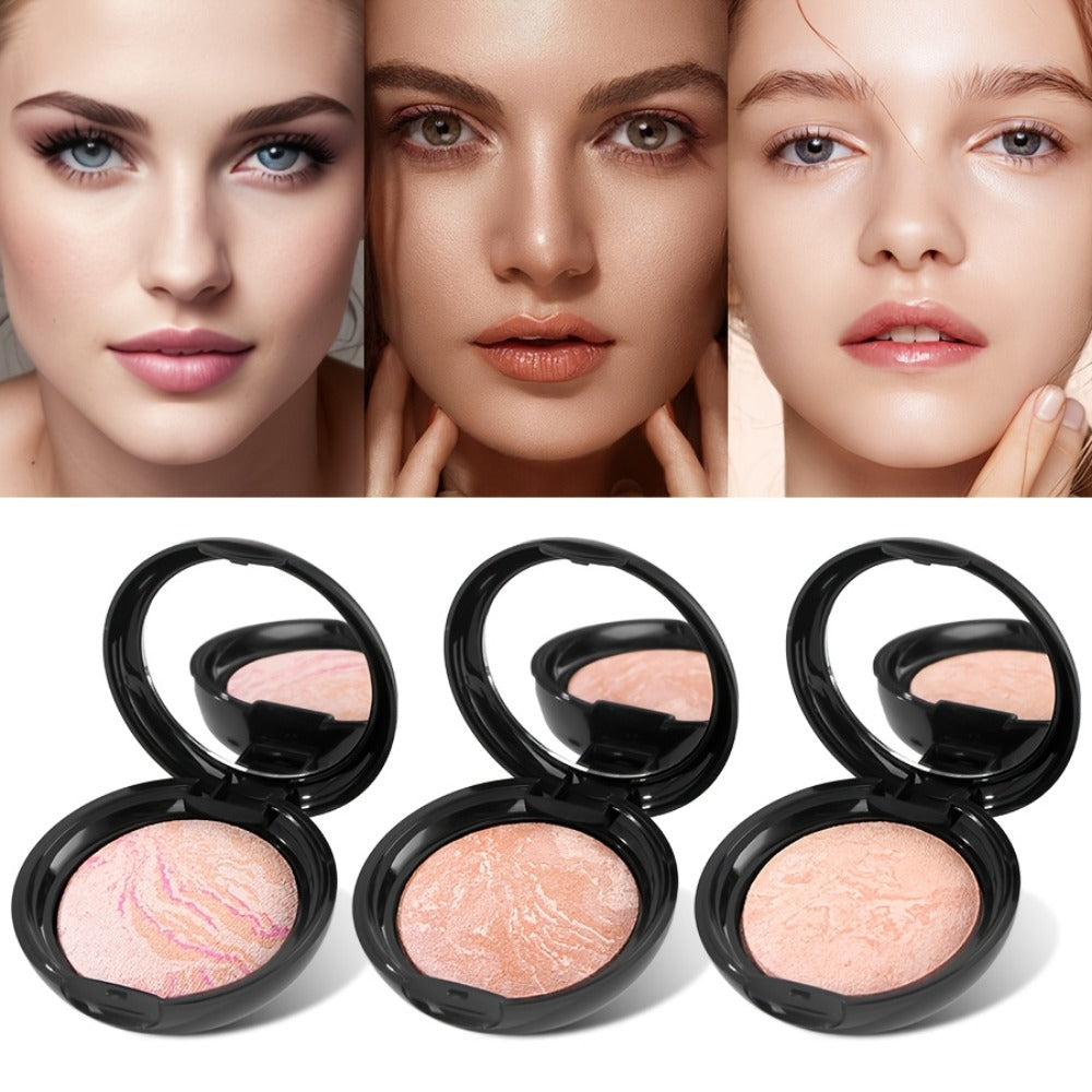 Marbled Pressed Powder Foundation Compact with Mirror in Six Shade Labels from Rose to Sand — image 15