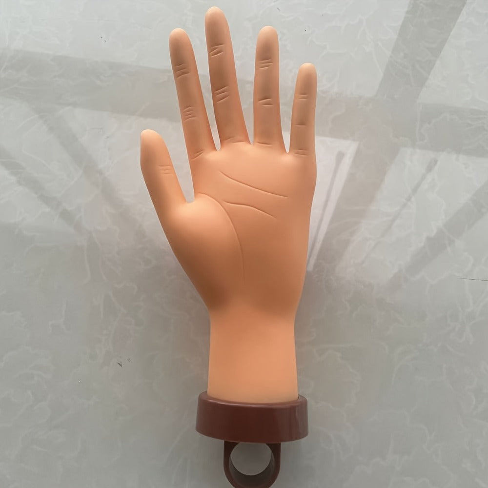 Bendable Nail Practice Hand with Stand – Reusable Mannequin Hand for Acrylic Gel Nail Training, Includes Fake Nail Tips & Nai