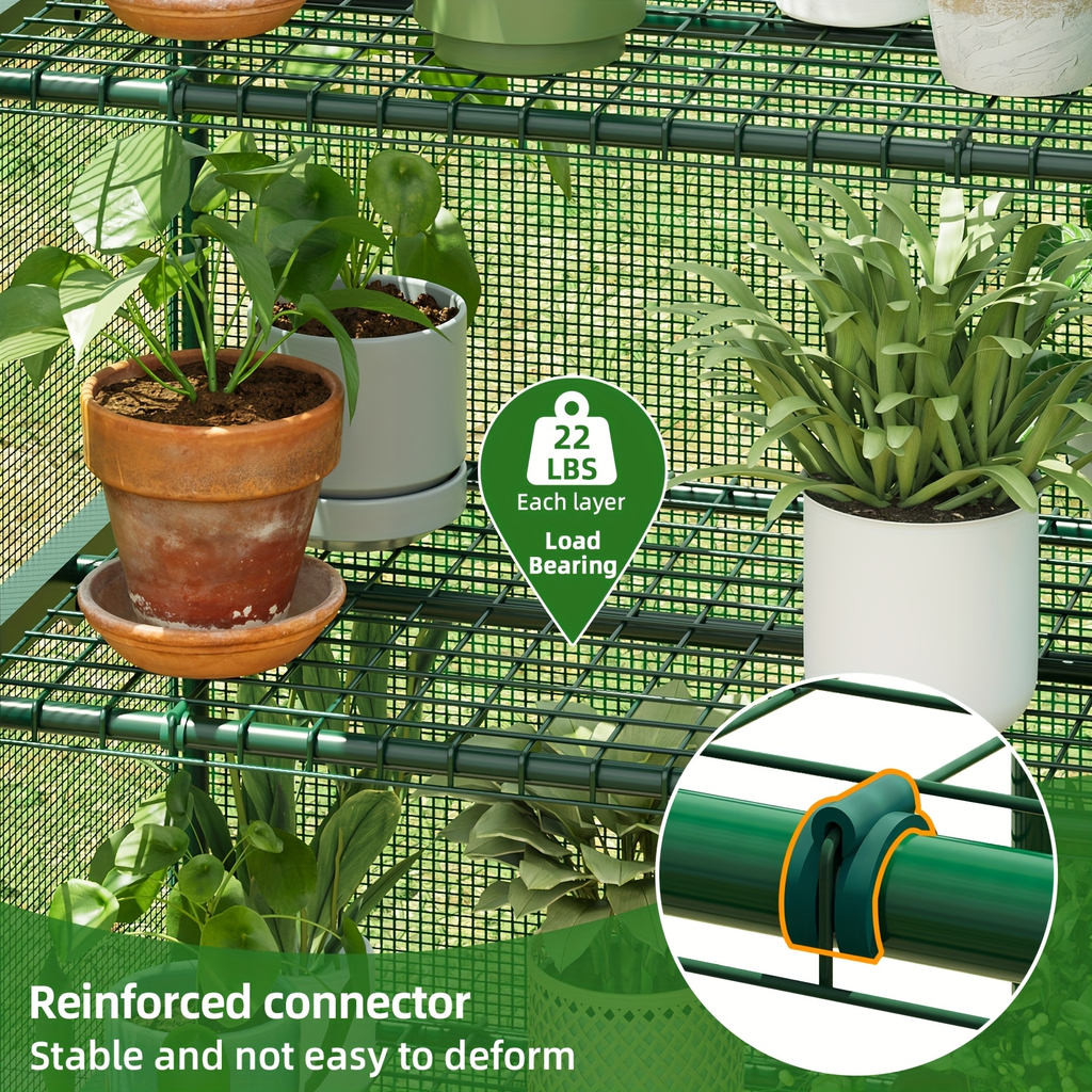 4 Tier Mini Greenhouse for Indoor Outdoor Plants, Portable PE Cover Greenhouse with Rack Stand for Seedlings — image 8