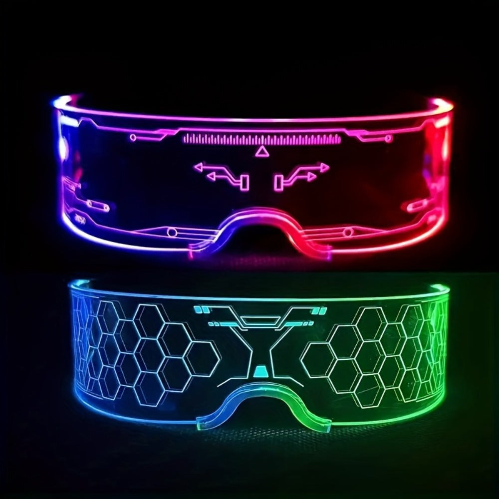 LED Visor Glasses Cyberpunk Futuristic Glow 7 Colors 5 Modes with the Listed Color, Size or Set Options for Everyday Use — im