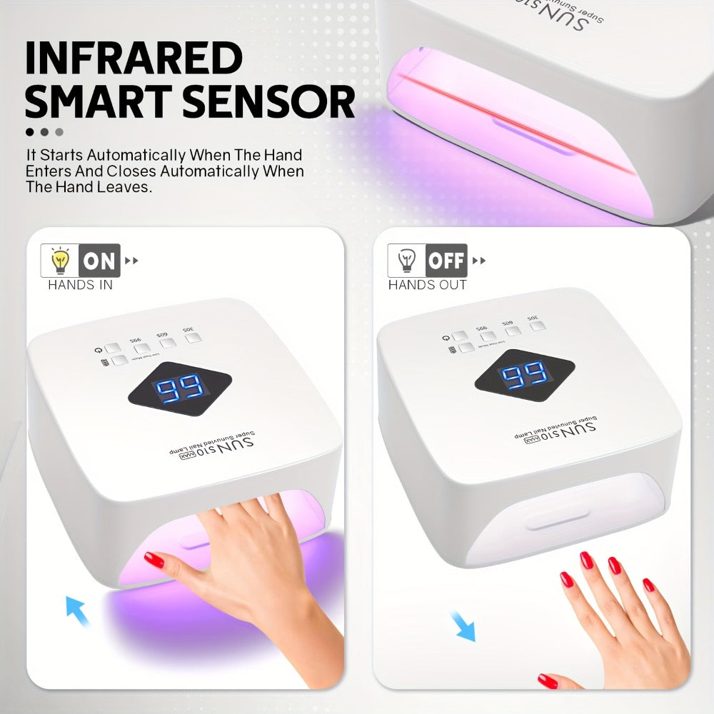 Rechargeable Wireless Nail Lamp 30 LED Beads 365+405nm UV Gel Curing Light 3 Timer Settings Infrared Sensor Portable Nail Dry