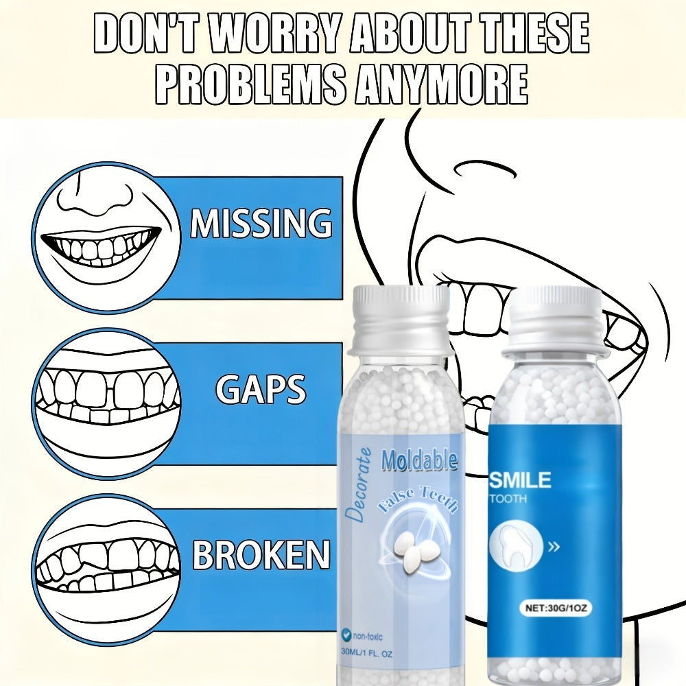 Moldable Fake Teeth Kit for Adults & Seniors, Temporary Dental Veneers Missing Tooth Filling Snap On Teeth — image 2
