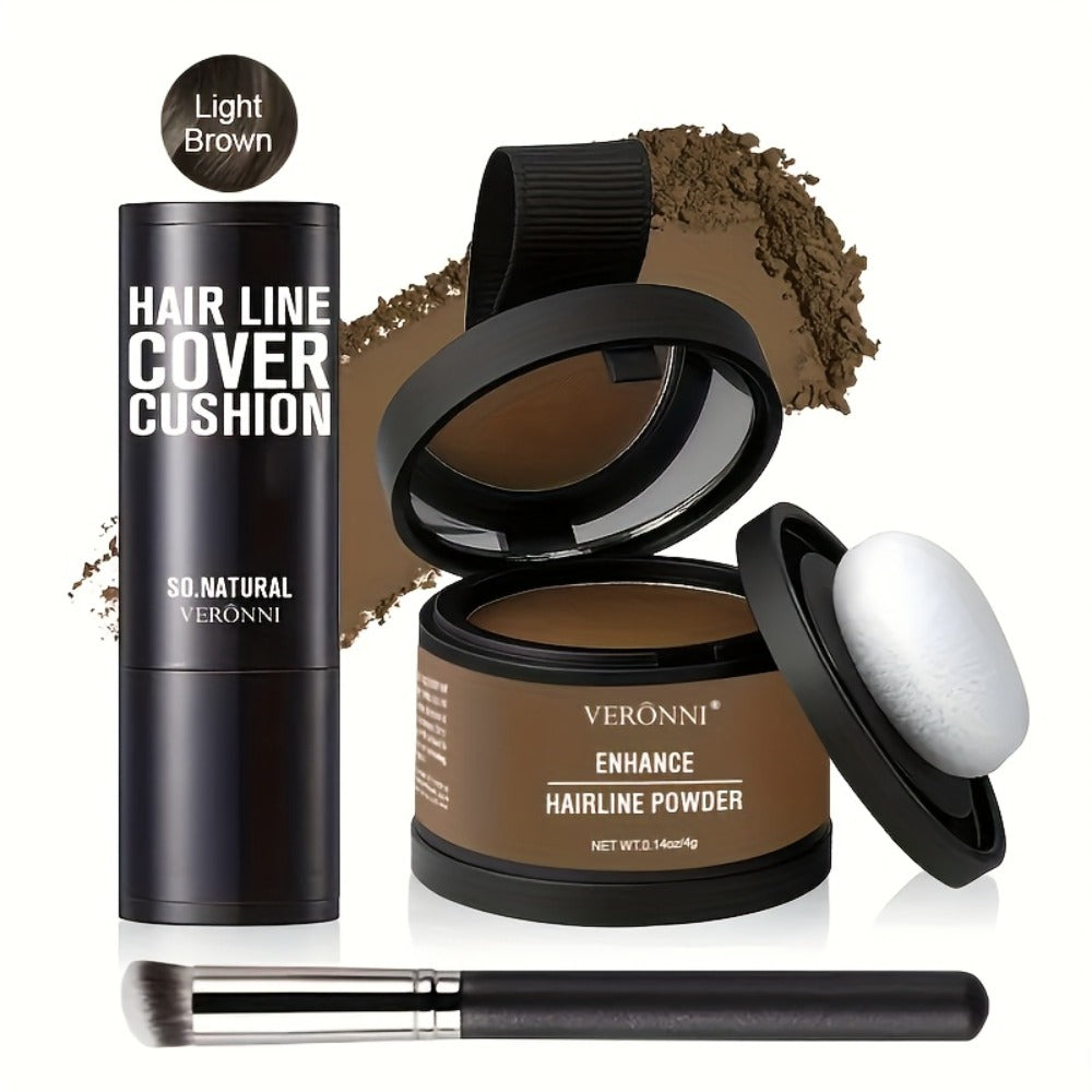 Hair Root Concealer Powder with Brush - Instantly Covers Gray Roots & Thinning Hairline, Plant-Based Keratin Formula — image 