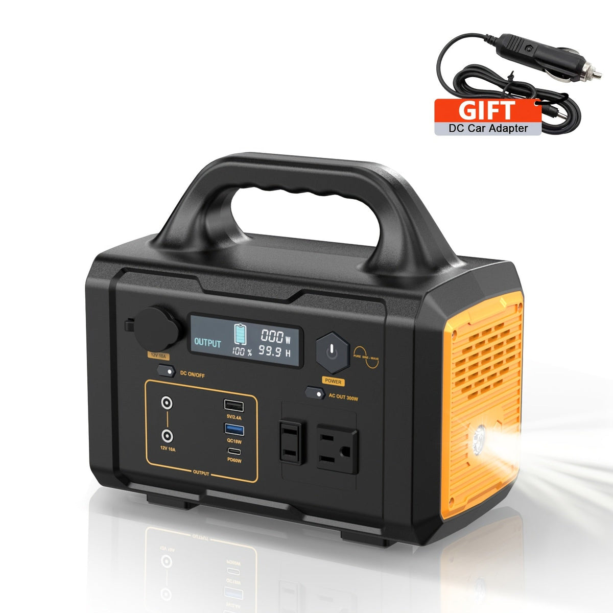 Portable Power Station 299Wh 300W or 1024Wh 1000W with AC, DC, USB Outputs and LED Lighting — image 7