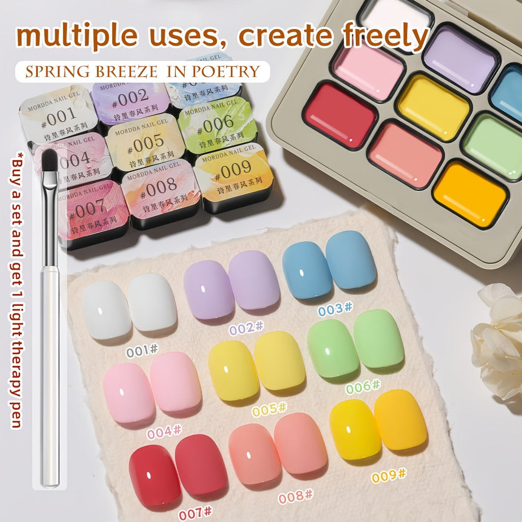 Gel Nail Polish MORDDA 9-Color Spring Breeze Set with Included LED Curing Pen for Home Nail Art — image 11