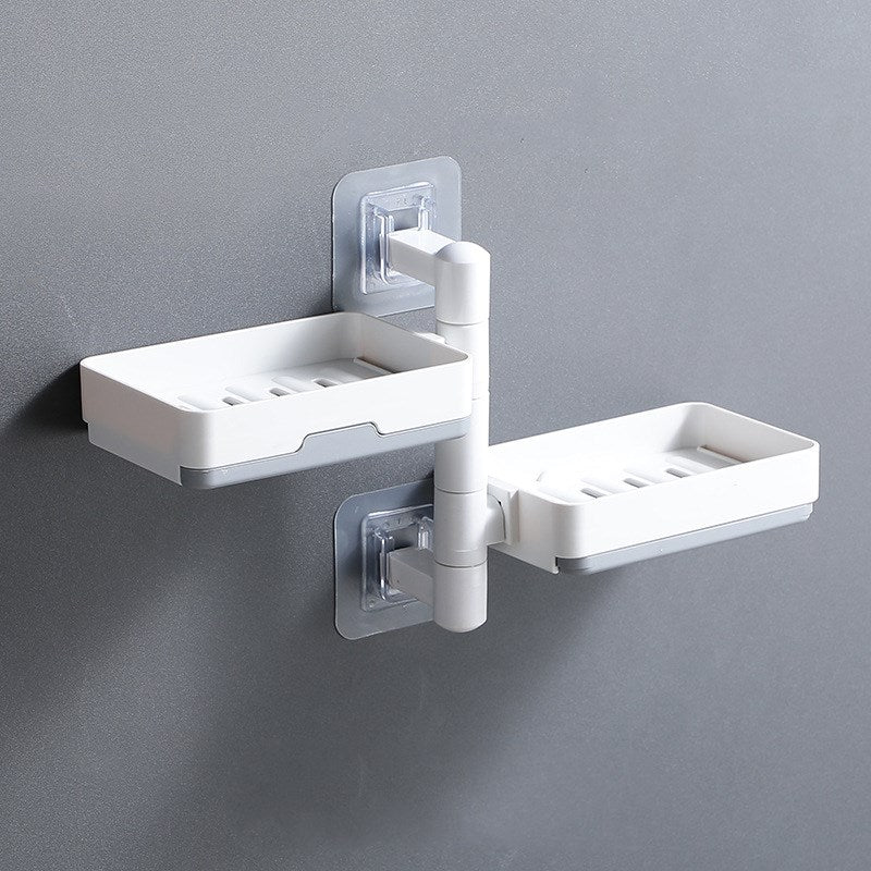 Wall-mounted non-perforated rotatable soap dish