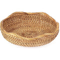 Rattan Tray Bowl – 8.5 Inch Hand Woven Natural Wicker Basket Tray for Fruit, Bread, Keys, Tabletop Decor, Kitchen, Entryway &
