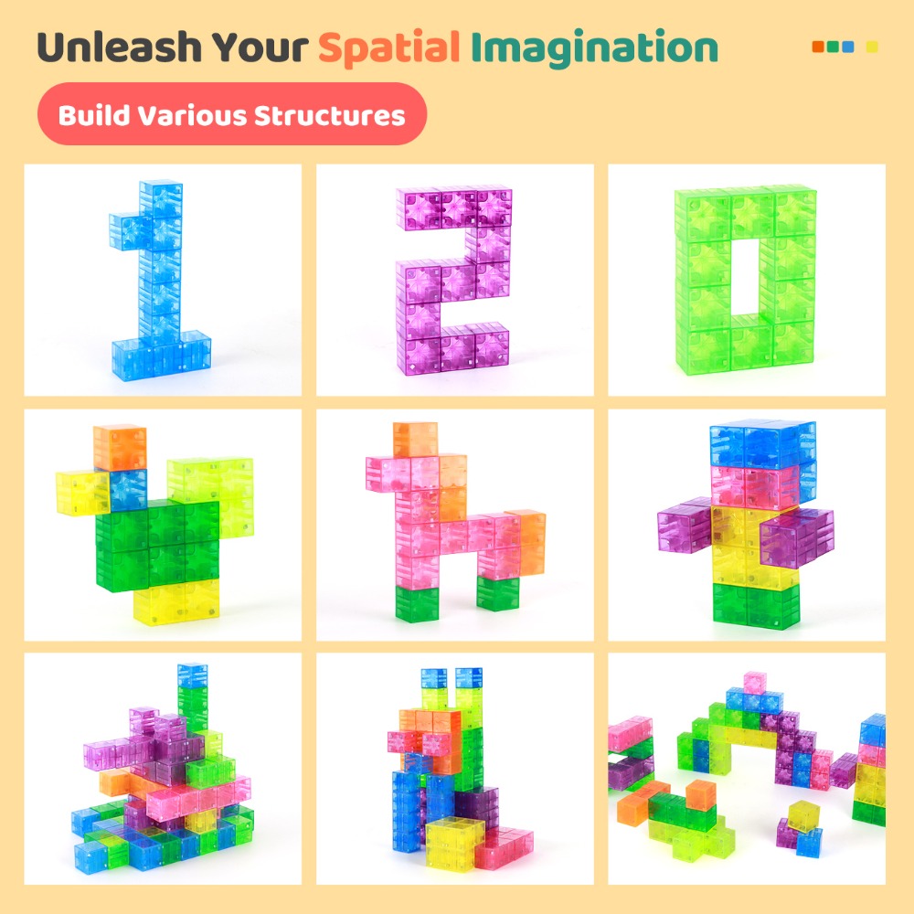 Magnetic Building Blocks with 100pcs Colorful Transparent Cube Construction Set — image 9