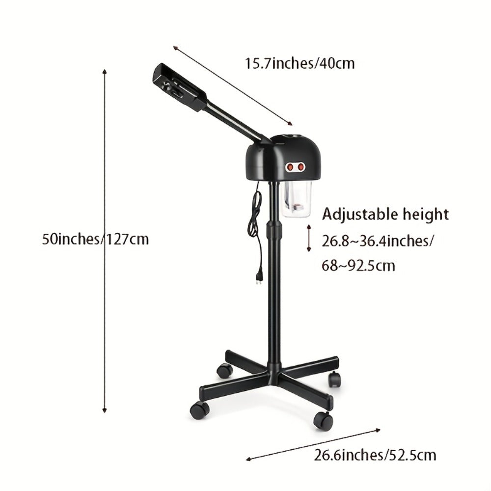 Standing Facial Steamer with Five-Wheel Rolling Base, Black or White Head and Adjustable 26.8–36.4-Inch Height — image 6