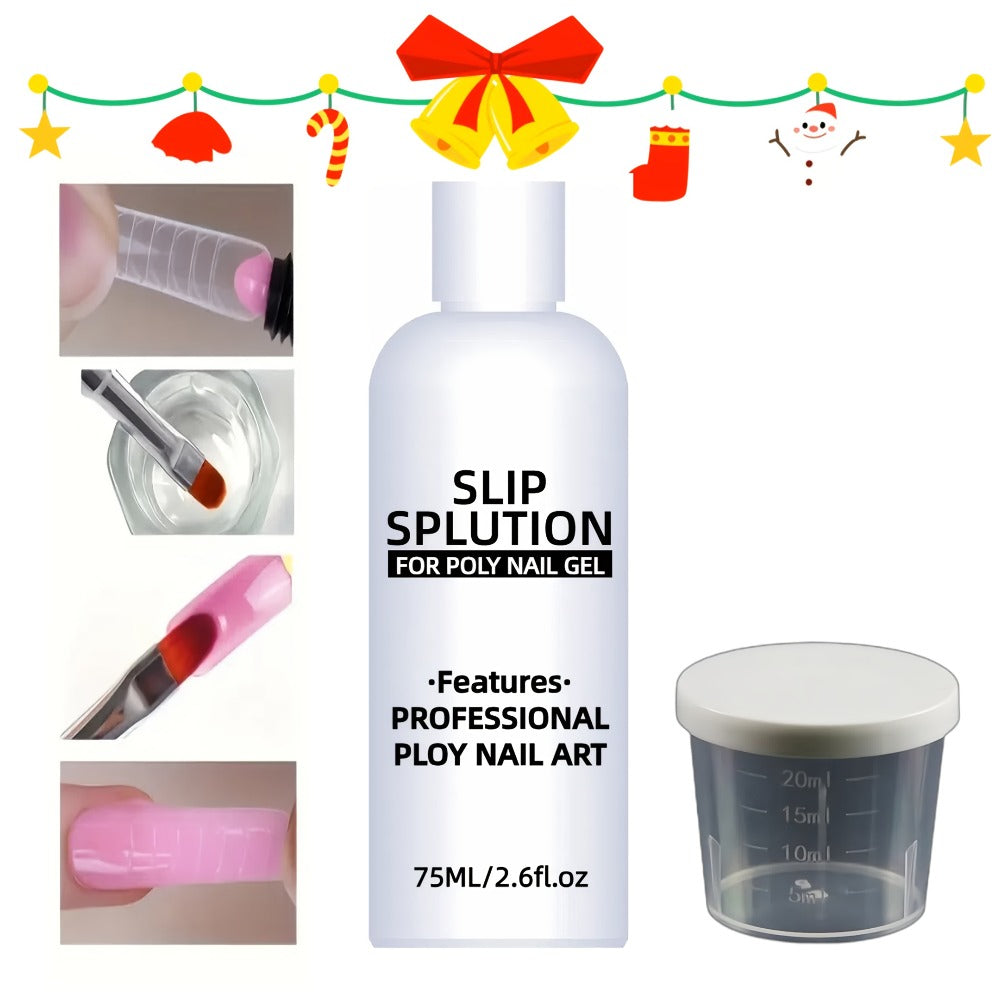 Poly Gel Slip Solution 75ml 2.6oz with Container – Anti-Stick Liquid for Poly Nail Extension Gel Application — image 1