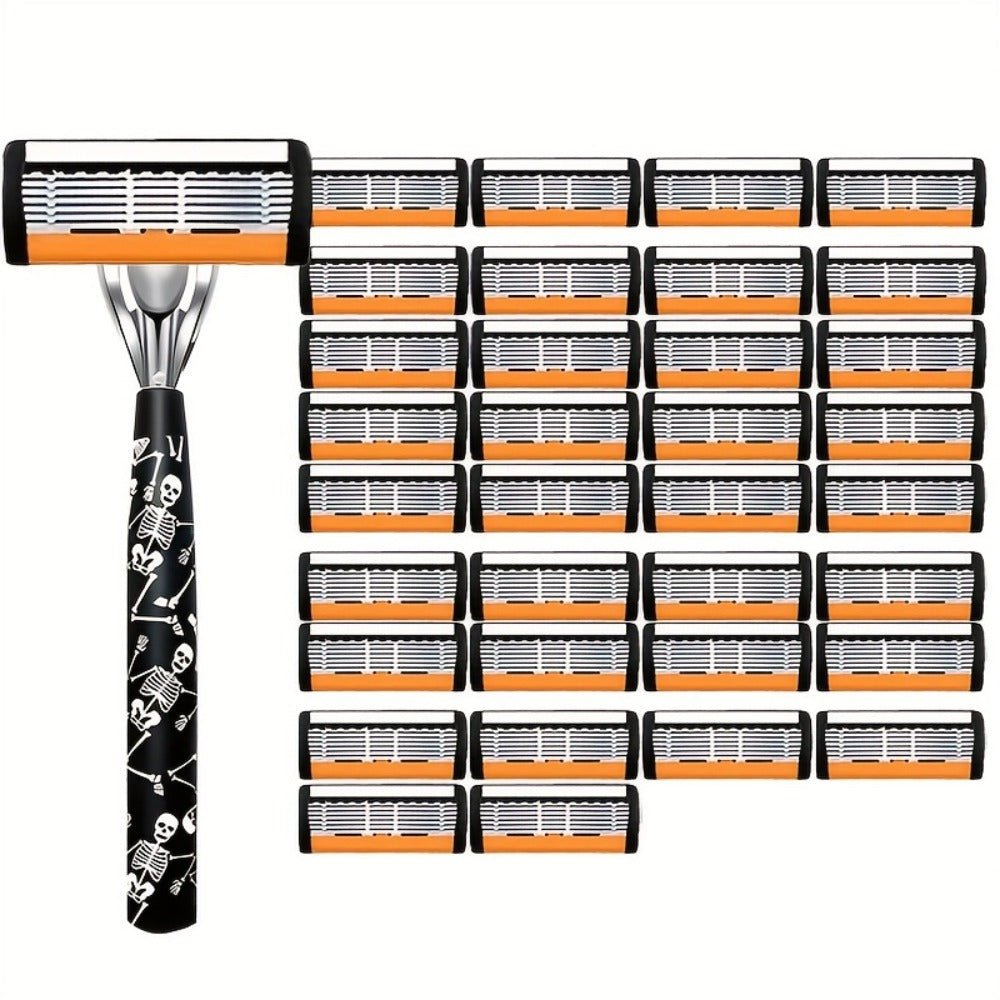 Safety Razor for Men 7-Layer Progressive Blades – Non-Slip Stainless Steel Handle Classic Double Edge Razor for Beard & Musta