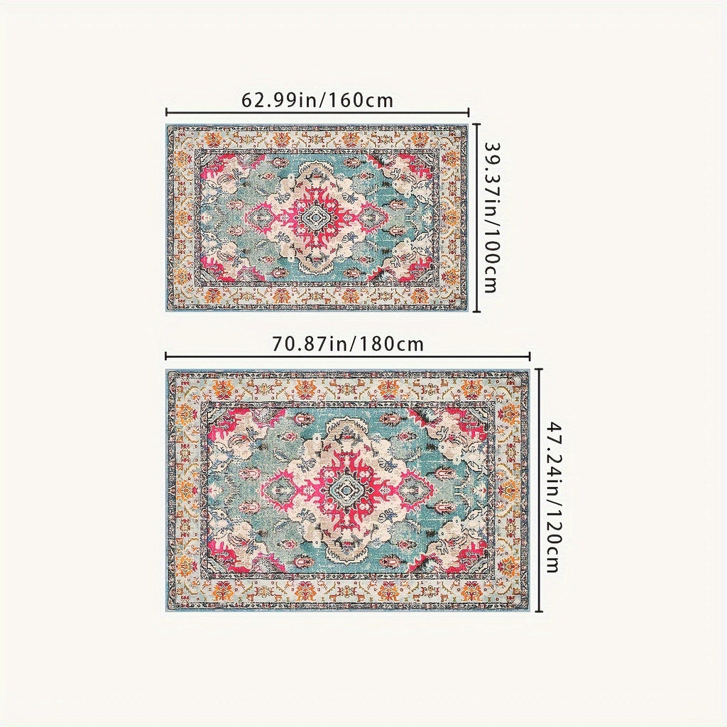 Outdoor Rug | Persian Floral Rubber Back Machine Washable Patio Garden — image 2