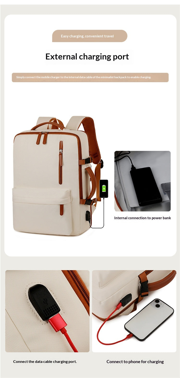 Business Travel Laptop Bag With Dual-Shoulder USB Charging Port