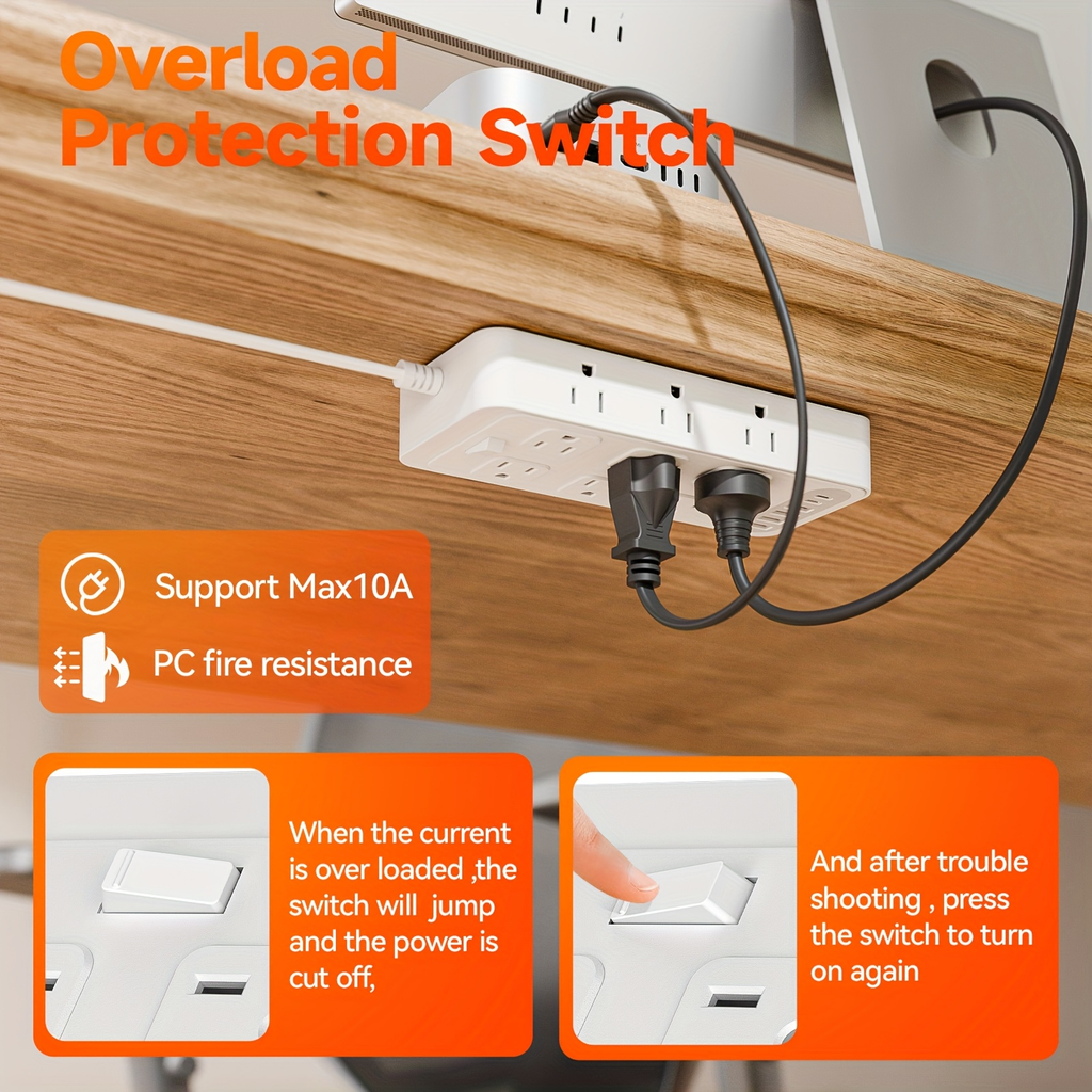 Charging Station 18-in-1 Power Strip Surge Protector 12 AC Outlets 6 USB Ports 4 USB-A 2 USB-C for an Everyday Personal Care 