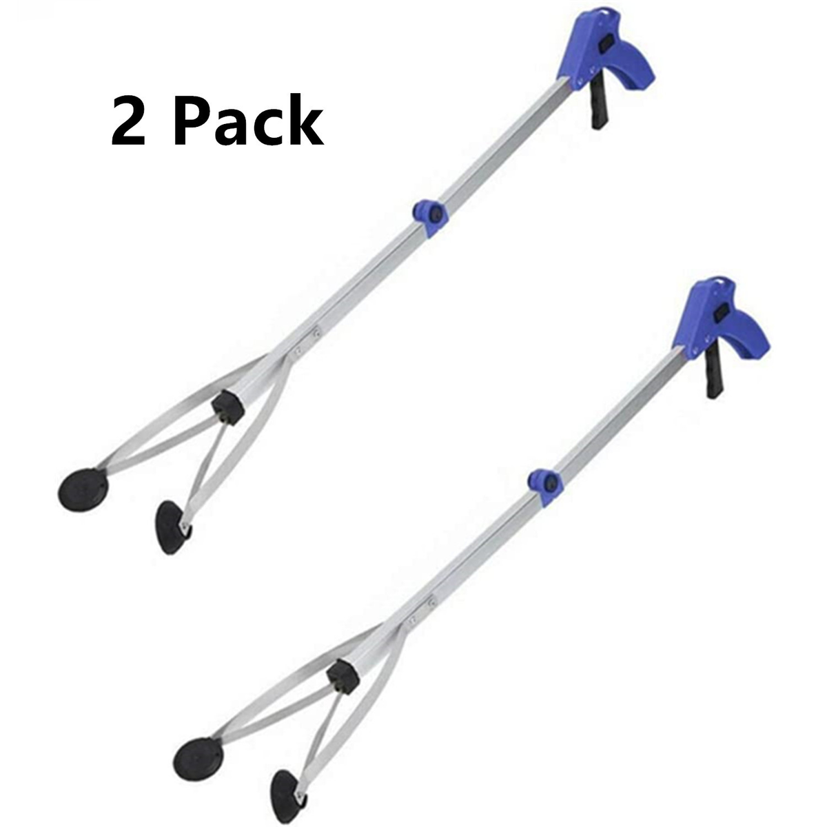 32-Inch Foldable Reacher Grabber 2-Pack with Aluminum Extenders, Rubber Suction Cup Grippers and Ergonomic Handles — image 6