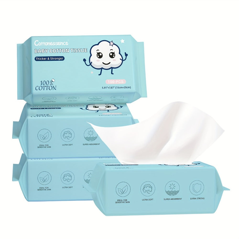 100% Cotton Disposable Face Towels Draw-Style Box 200 400 600 Count, for an Everyday Personal Care Routine — image 4