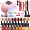 20-Color Gel Nail Polish Kit, Model ZH666-2 with UV LED Lamp, Red-to-Pink Shades, Base Coat and Top Coats — image 14