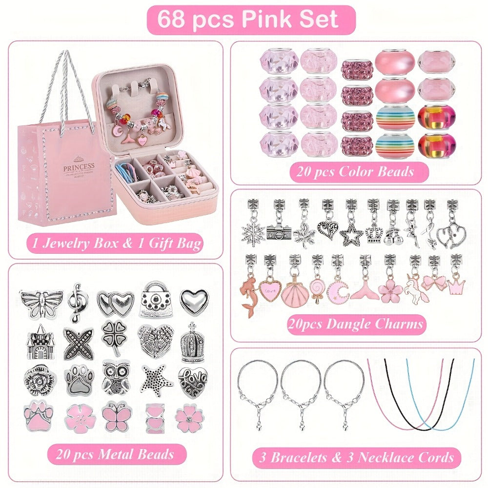 Bracelet Making Craft Kit with Portable Jewelry Box, Beads and Charms in Seven Color or Theme Options — image 7