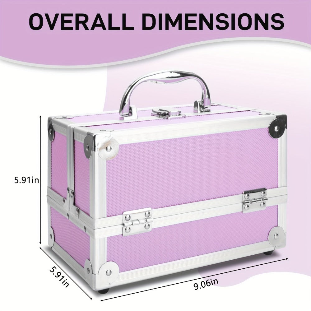 Rolling Makeup Case Aluminum 4-in-1 Extra Large Professional Cosmetic Trolley with 360° Swivel Wheels for Makeup Artist Tatto