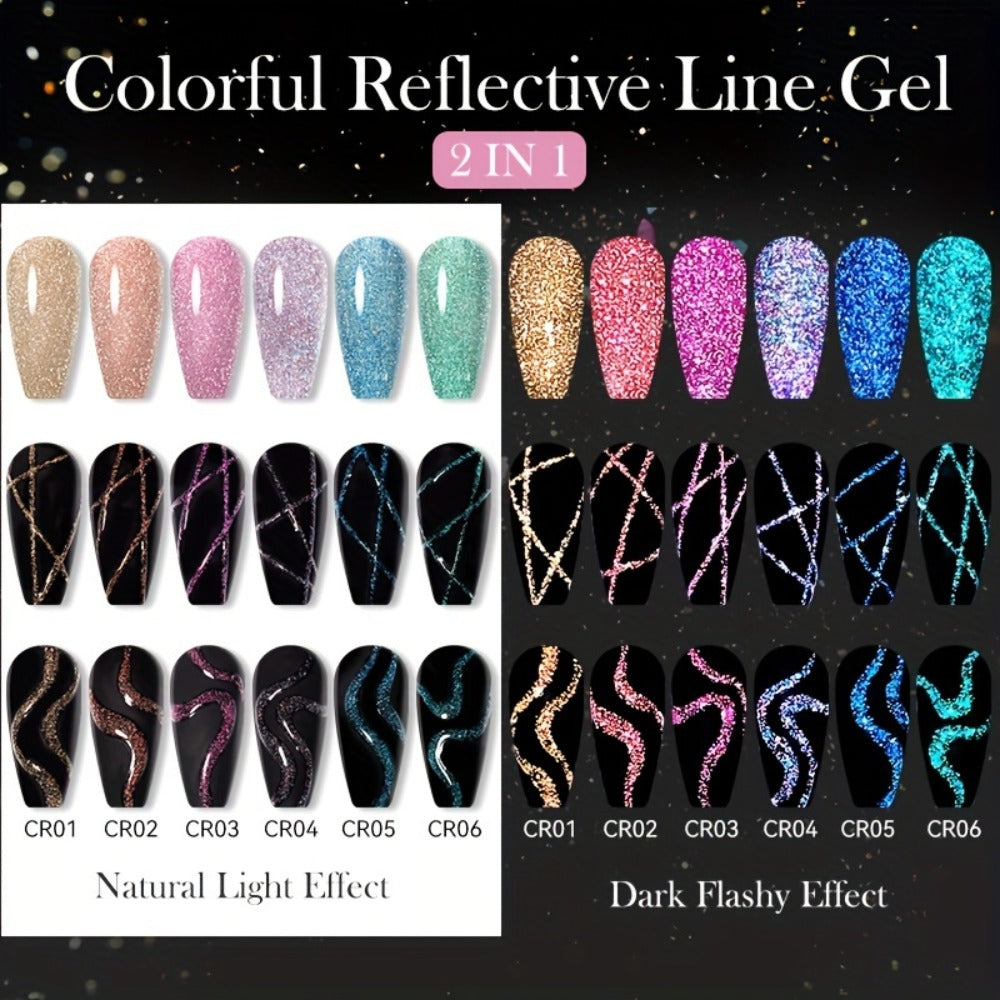 Reflective Line Nail Art Gel Set with Three 5ml LILYCUTE Bottles, Slim Liner Brushes and Two Color Group Options — image 5