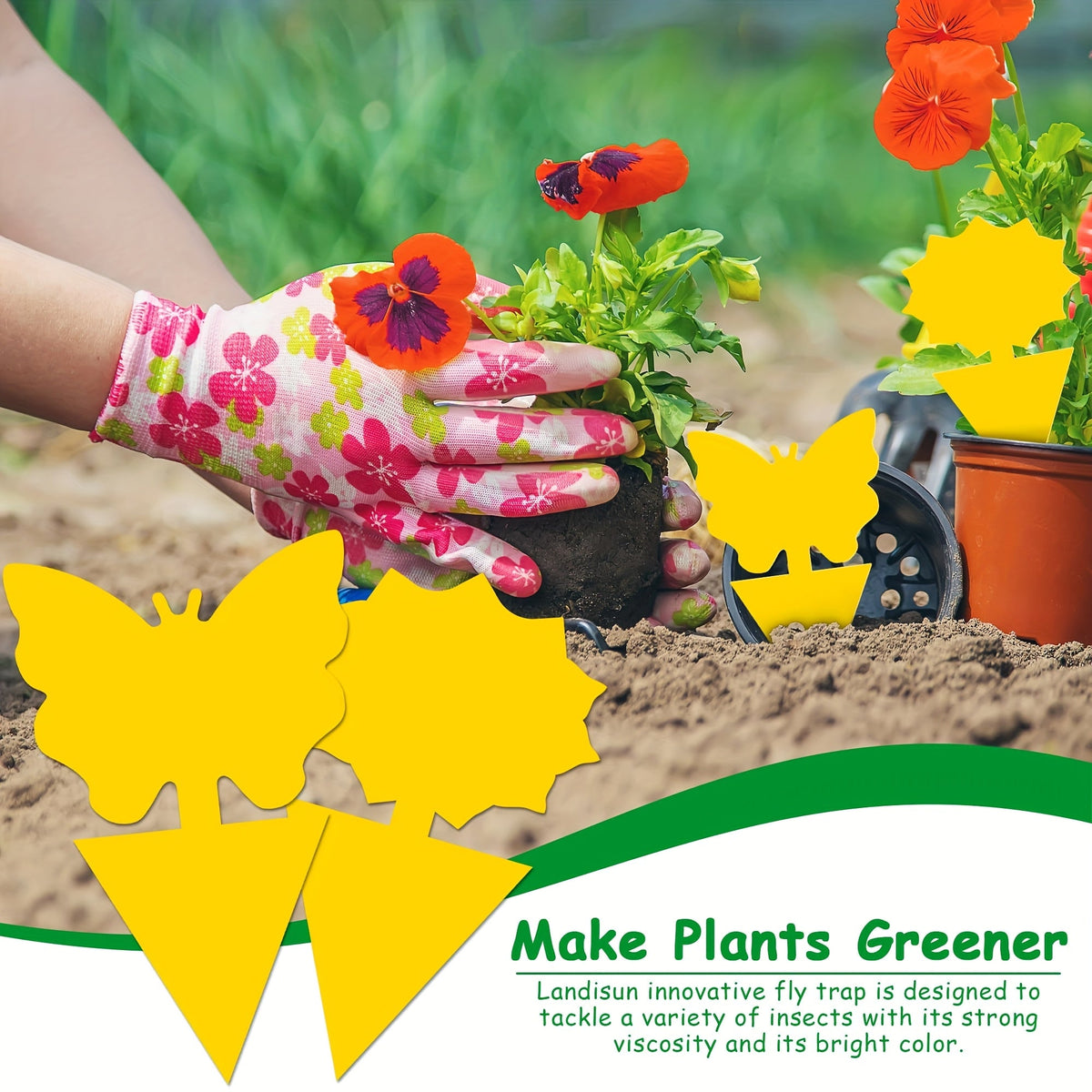 Yellow Butterfly or Gerbera Plant Sticky Traps in Seven Shape-and-Count Options from 40 to 120 Pieces — image 2