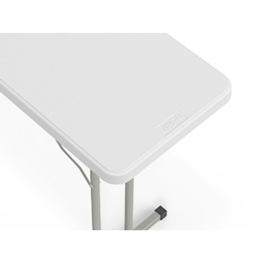 Narrow White 6-Foot Portable Folding Table with Rectangular Top and Folding Gray Leg Frame — image 12