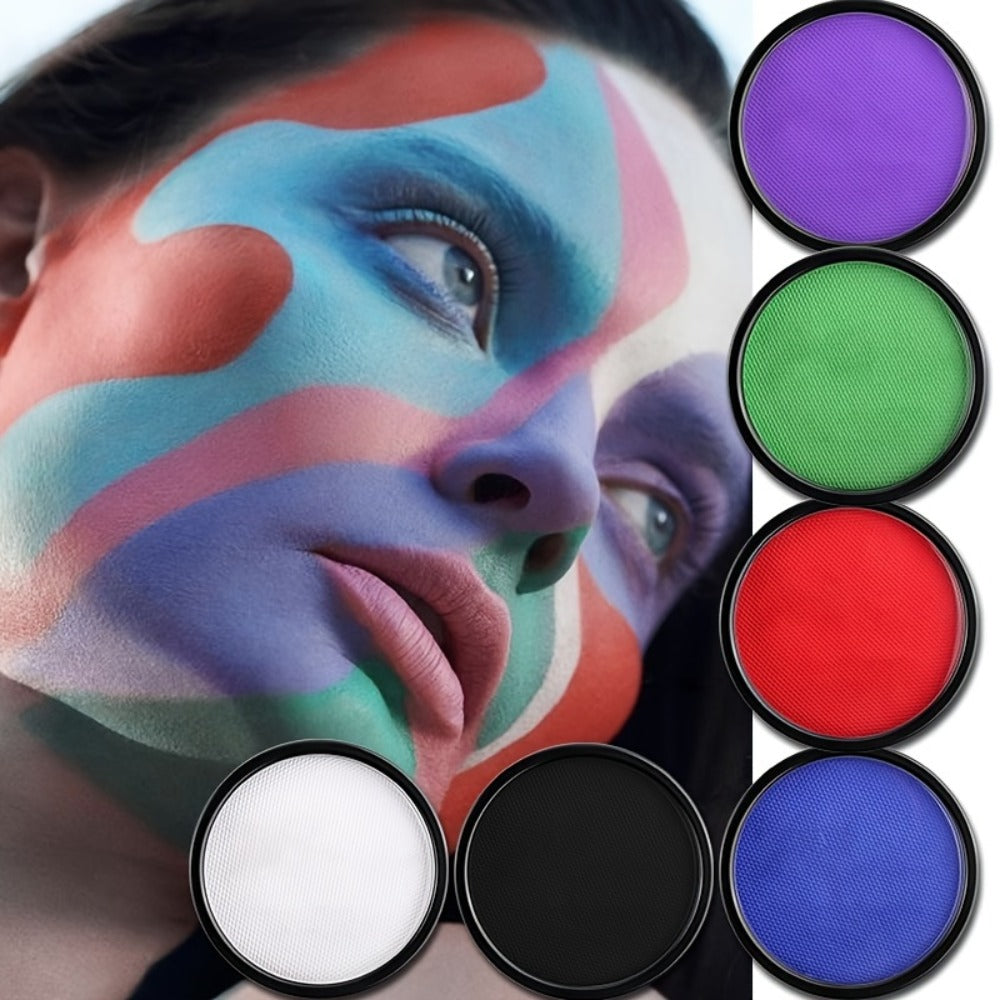 Water Activated Face Paint Kit 6 Colors with 10 Brushes, Water Based Face Body Paint Palette Black White Red — image 17