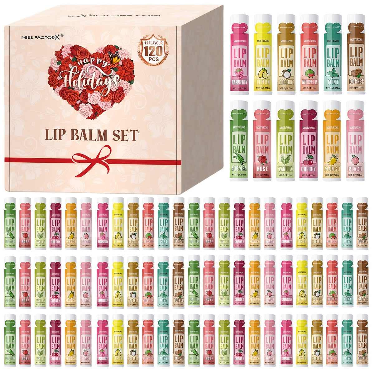Lip Balm 120-Piece Bulk Set with 12 Flavors, Glossy Twist-Up Tubes and Divided Gift Box Packaging — image 18