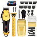 Men's Grooming Kit Hair Clipper Set USB Rechargeable LCD Display – Professional Clipper Razor T-Blade Trimmer 8 Guide Combs &