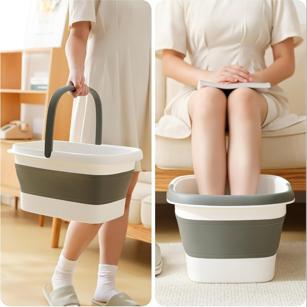 Foldable Foot Bath Bucket 3.96 Gallon Collapsible Portable Pedicure Basin with Sturdy Handle – Space-Saving Foot Soak Tub for