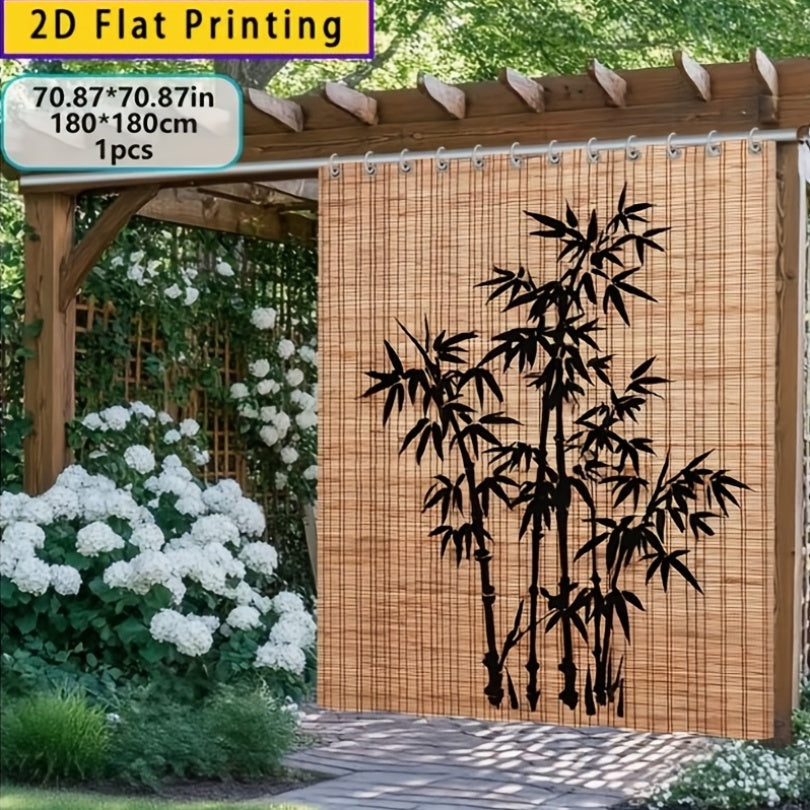 Blackout Curtains Chinese Bamboo Pattern Privacy Panels for Patio Balcony Garden Courtyard Tea Room Outdoor Indoor Minimalist