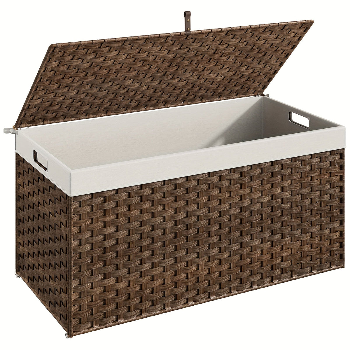 Large Wicker Storage Basket with Lid, Handles, Soft Lining, Metal Frame in a 220L Lidded Format — image 1